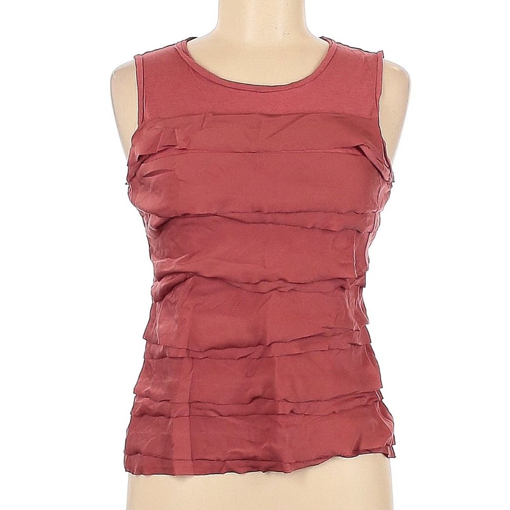 Ann Taylor Sleeveless Red Ruffle Top